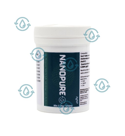 Nanopure Water Disinfectant Tablets - 80 x 3.25g for Bulk Water