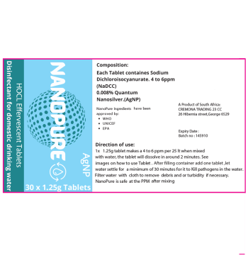 Water Disinfectant Tablets - Nanopure Domestic Water Purification Solution