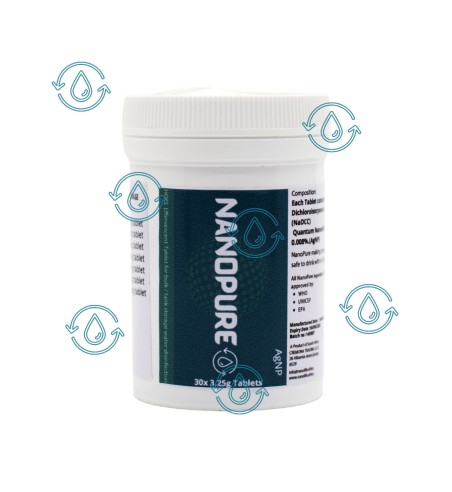 Nanopure Water Disinfectant Tablets - 30 x 3.25g for Bulk Water