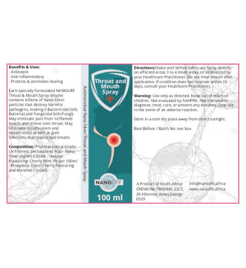 Nanolife Health Throat & Mouth Antiseptic Spray - Effective Germ Killer
