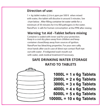 Nanopure Water Disinfectant Tablets - 40 x 6g for Bulk Water