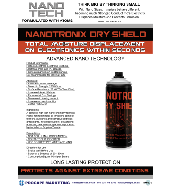 Nanotronix Dry Shield - 100% Moisture Displacement in Seconds