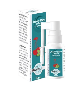 NANOLIFE Cherry Mint Mouth Freshener Spray - Kills Germs & Freshens Breath (50ml)