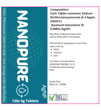 Nanopure Water Disinfectant Tablets - 120 x 6g for Bulk Water