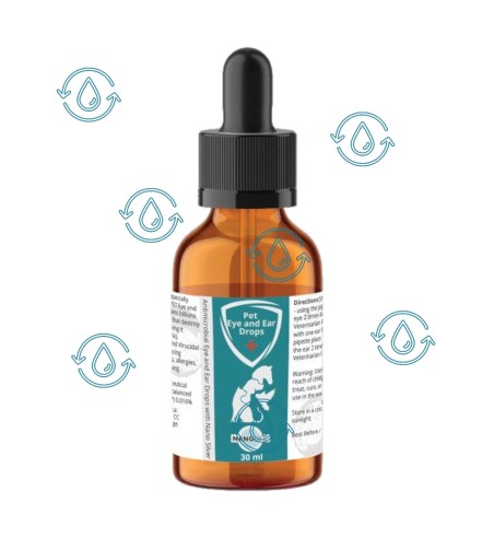 "Pet Eye & Ear Infection Treatment - Nanolife Health Microbial Drops 30ml